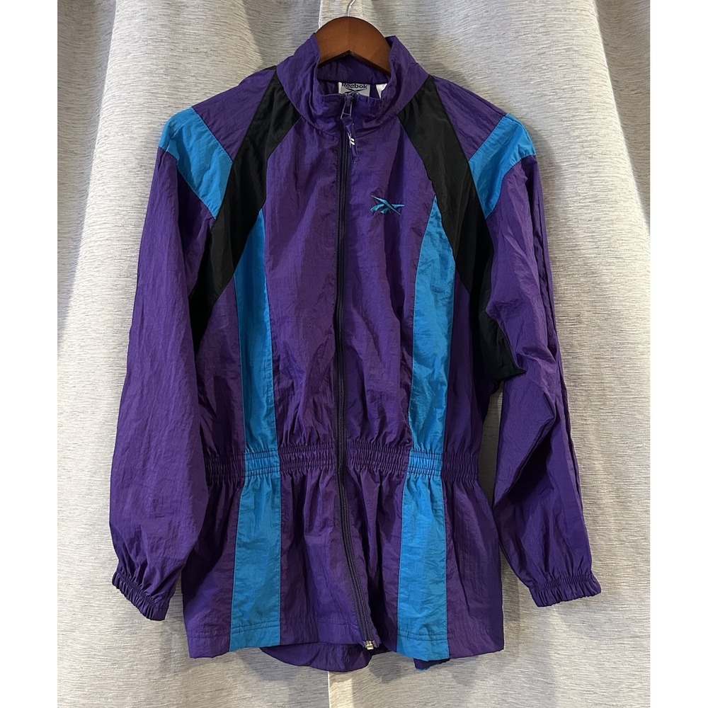 Vintage Reebok Windbreaker Jacket Women's Size XL 90s Colorblock Ski